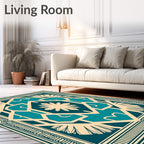 Art Deco Teal Geometric Pattern Rug
