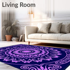 Elegant Purple Mandala Floral Design Rug