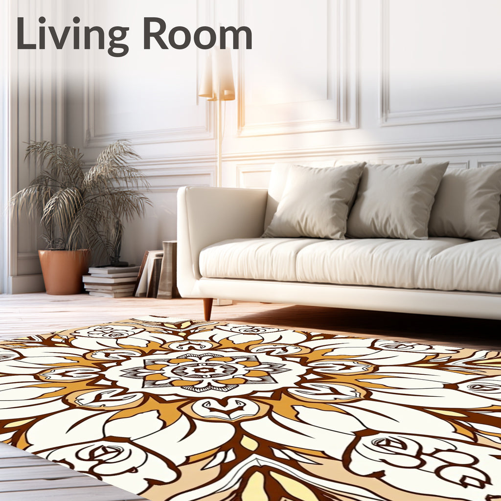 Radiant Floral Mandala Pattern Design Rug