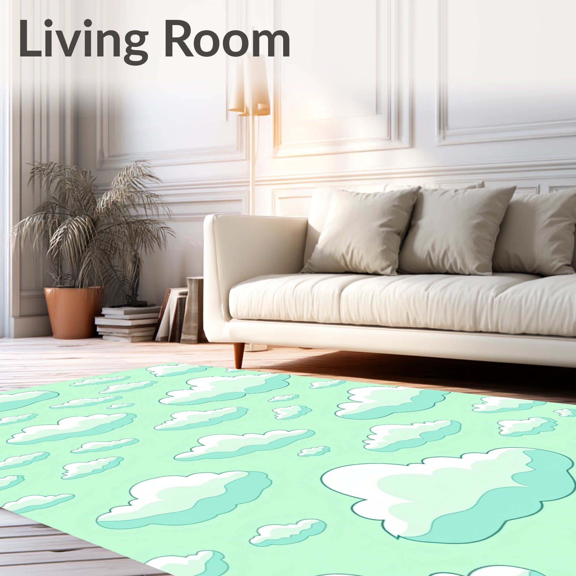 Whimsical Cloud Pattern Design Rug