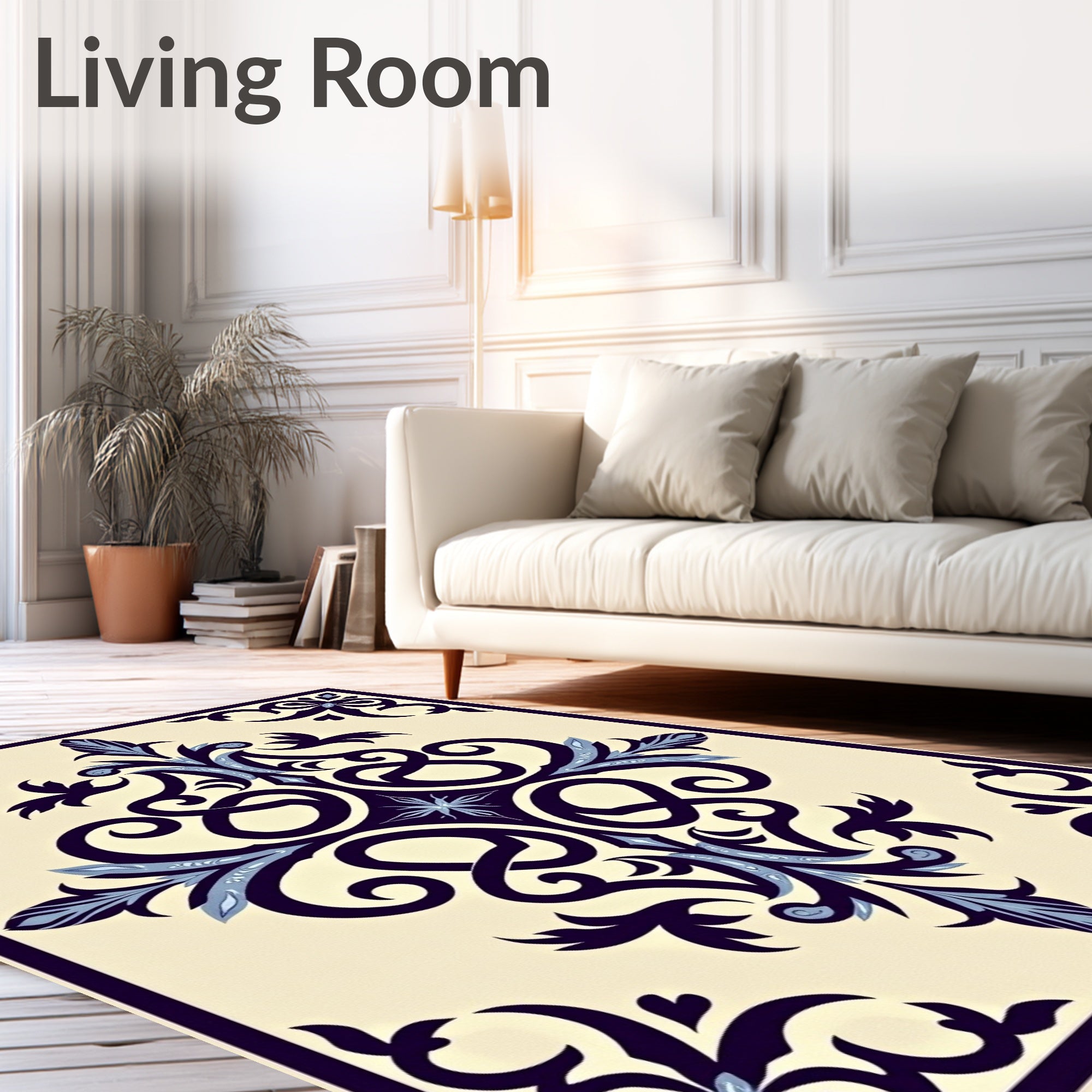 Ornate Floral Scrollwork Design Rug