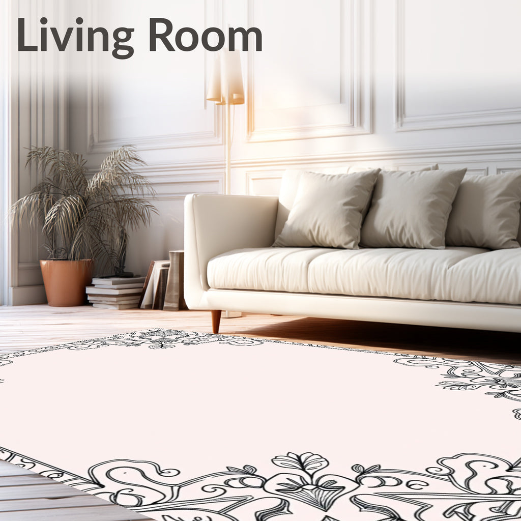 Elegant Floral Scrollwork Corner Design Rug