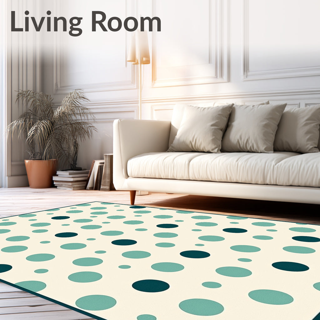 Teal Cream Polka Dot Pattern Rug