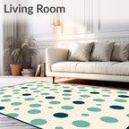 Teal Cream Polka Dot Pattern Rug