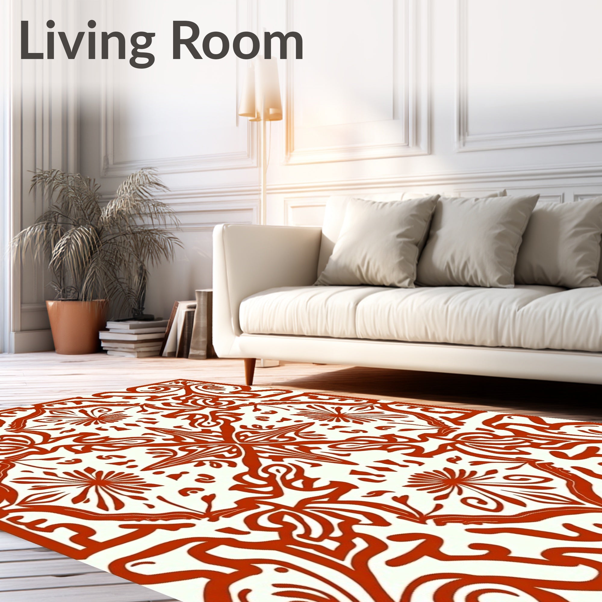 Elegant Red Floral Intricate Pattern Rug