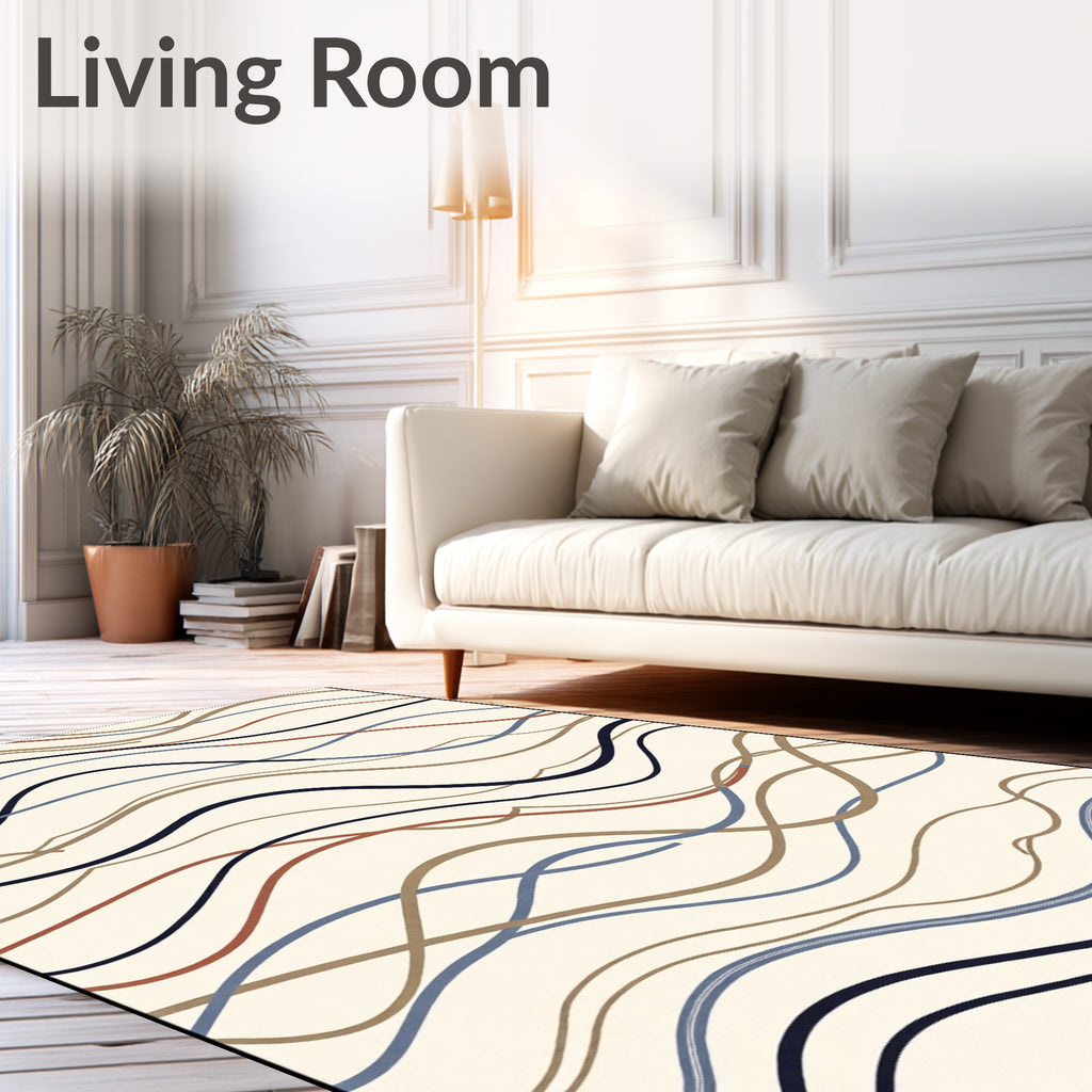 Abstract Wavy Line Pattern Rug