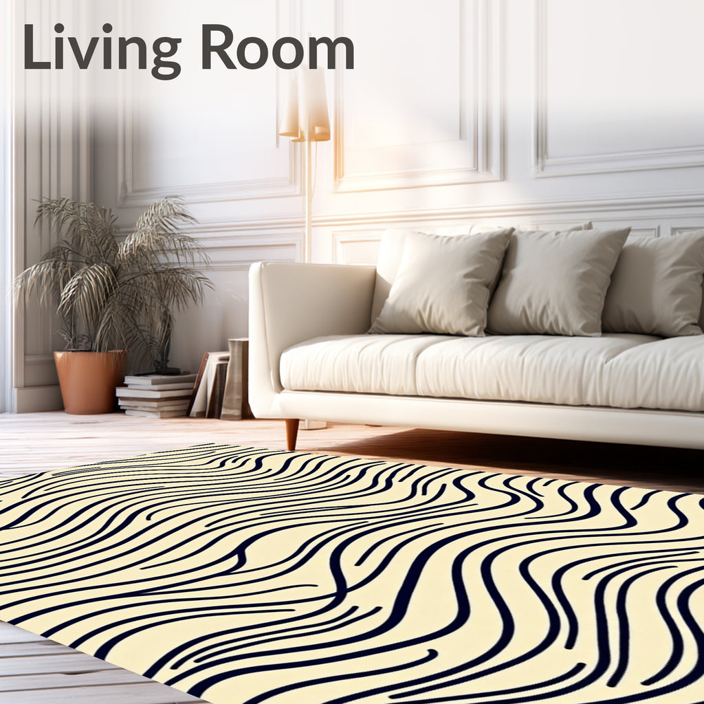 Abstract Wavy Contour Pattern Rug