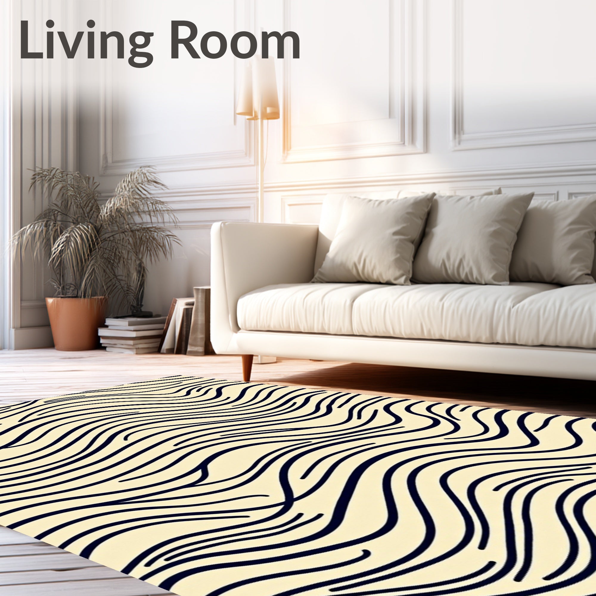 Abstract Wavy Contour Pattern Rug