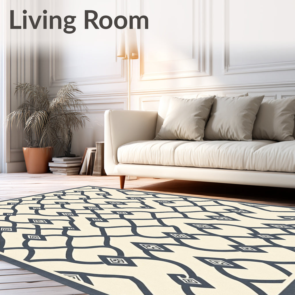 Dark Gray Diamond Lattice Pattern Rug