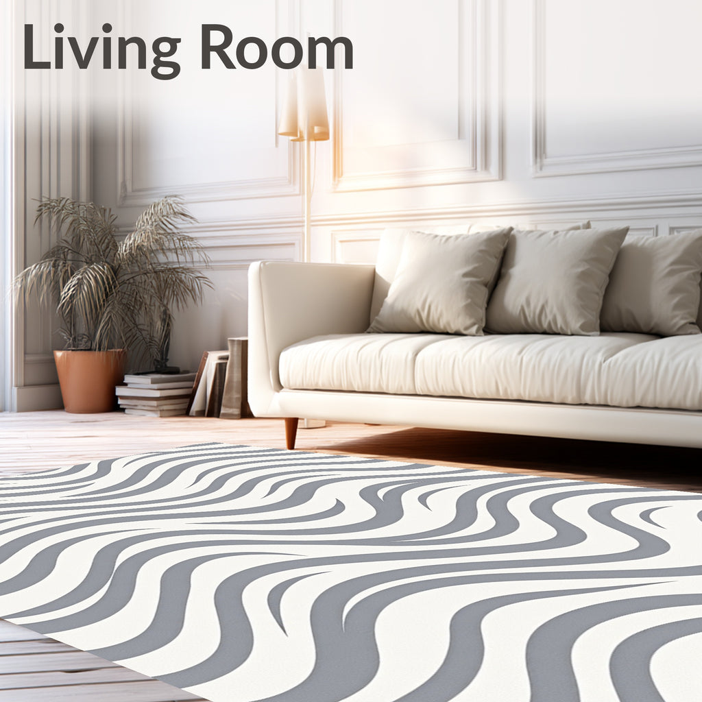 Modern Grey Wave Pattern Rug