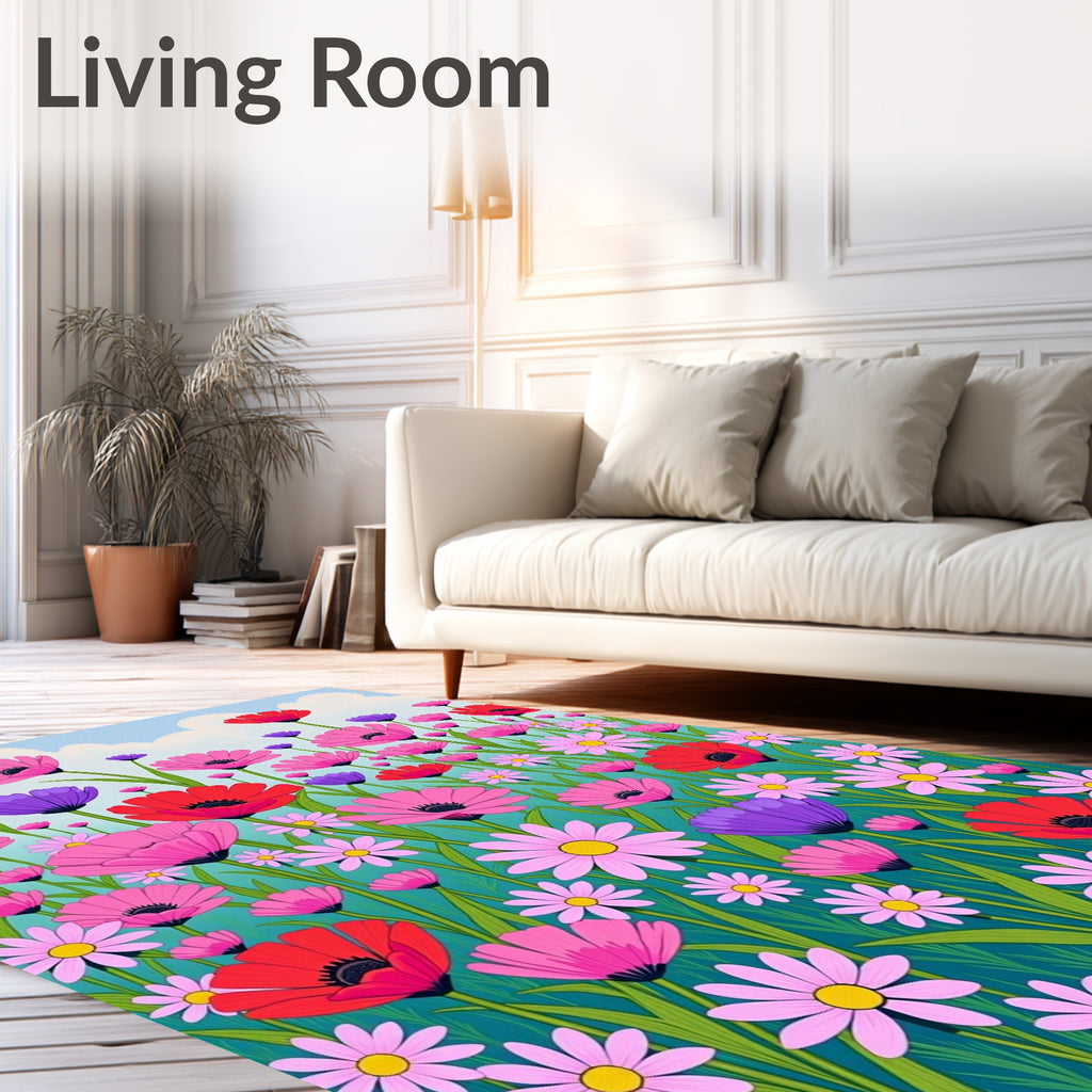 Vibrant Meadow Floral Pattern Rug