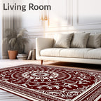 Rich Maroon Floral Mandala Pattern Rug