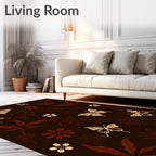 Brown Butterfly Floral Pattern Rug