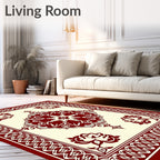 Ornate Floral Bordered Cream Rug
