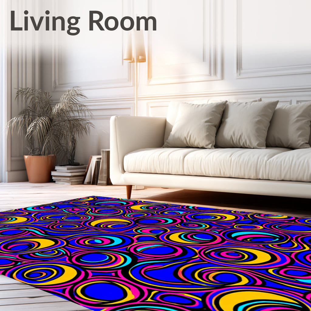Vibrant Swirls And Circles Funky Pattern Rug