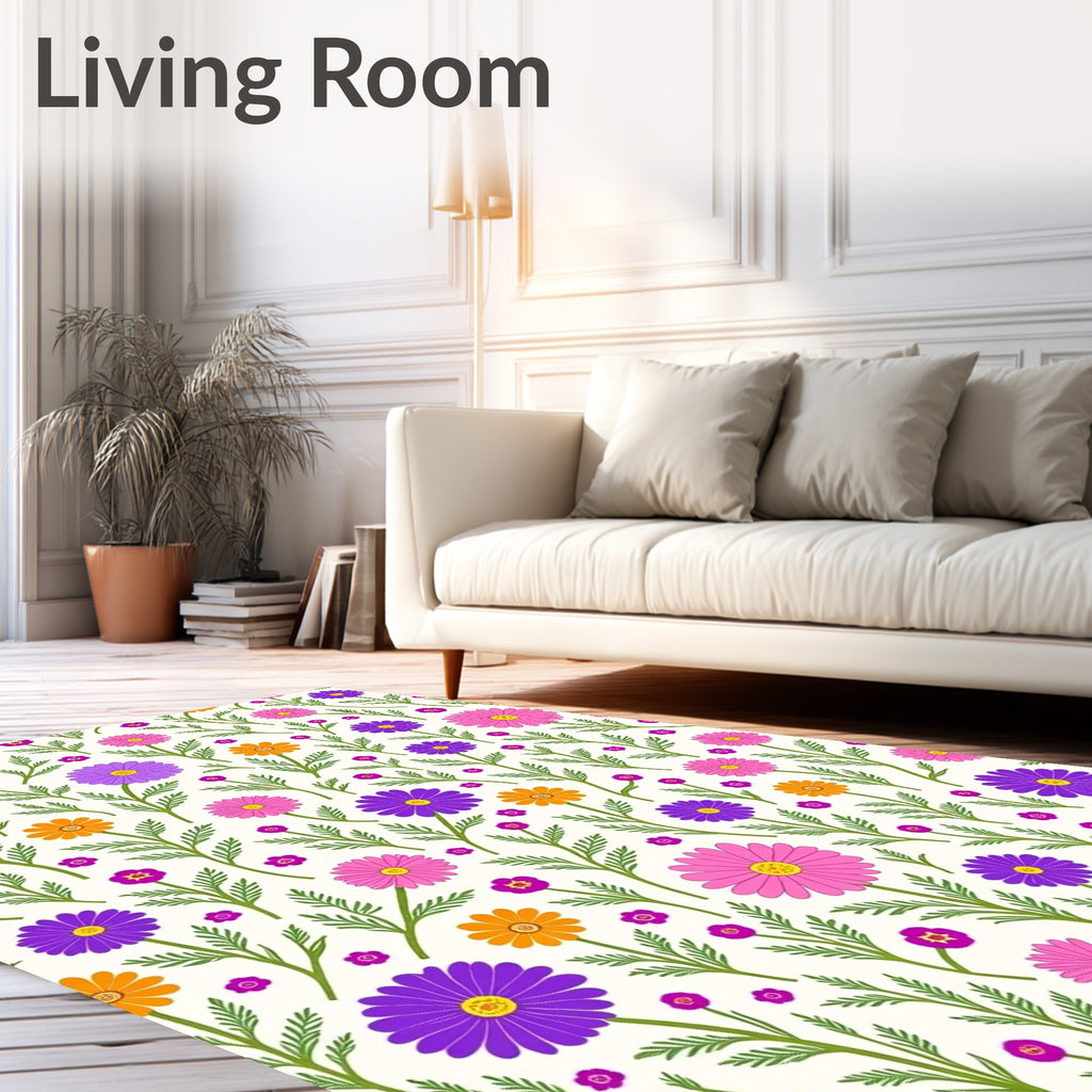 Retro Floral Daisy Pattern Rug