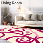 Crimson Pink Swirl Pattern Rug