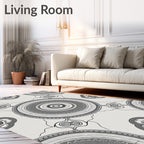 Monochromatic Mandala Circular Pattern Rug
