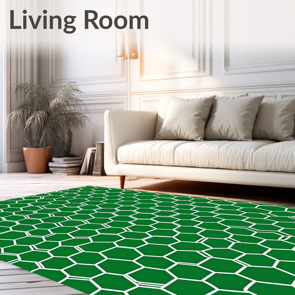 Green Hexagonal Lattice Pattern Rug