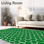 Green Hexagonal Lattice Pattern Rug