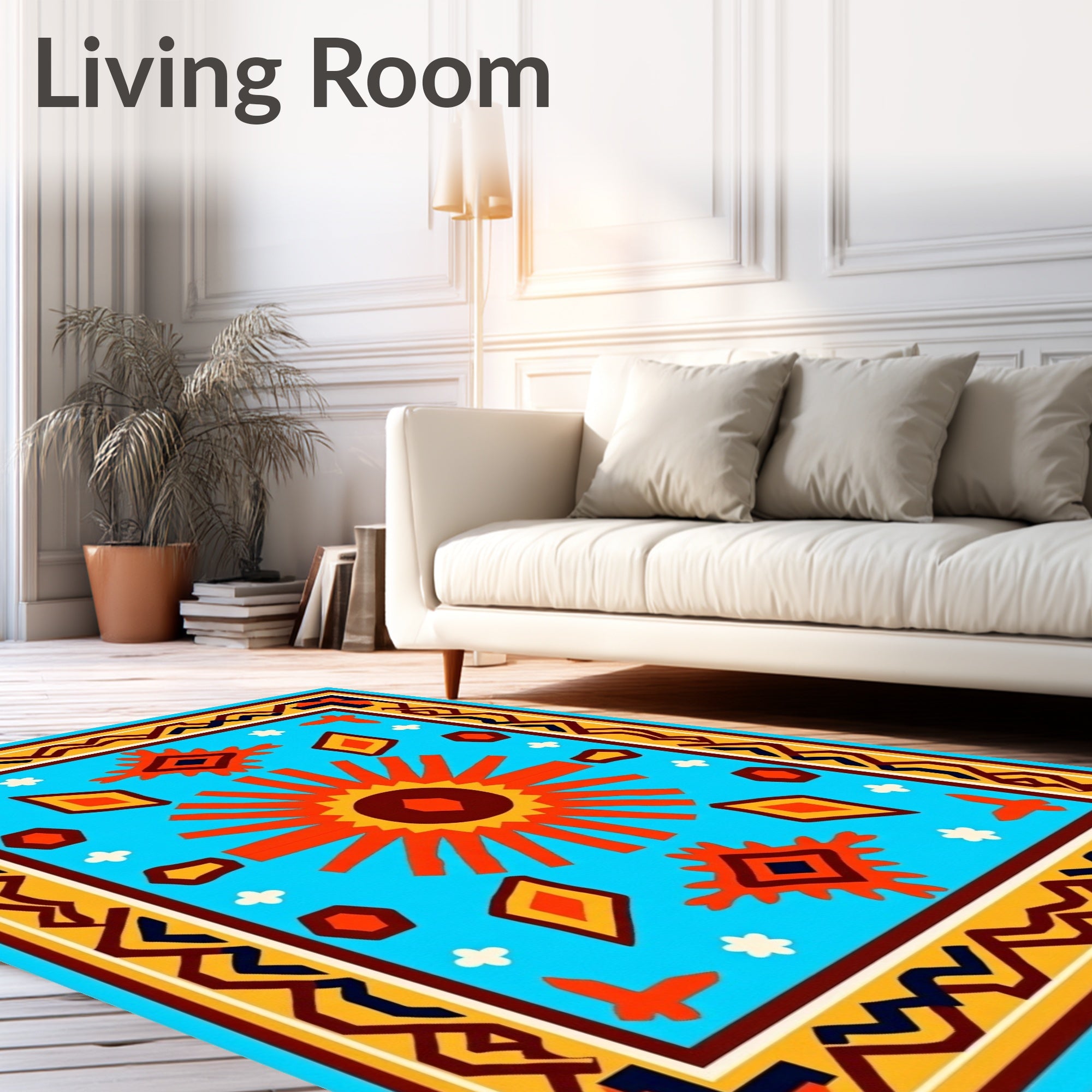 Vibrant Geometric Sun Motif Rug