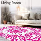 Pink Sunburst Swirl Mandala Rug