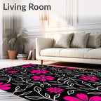 Bold Pink Floral Vine Pattern Rug