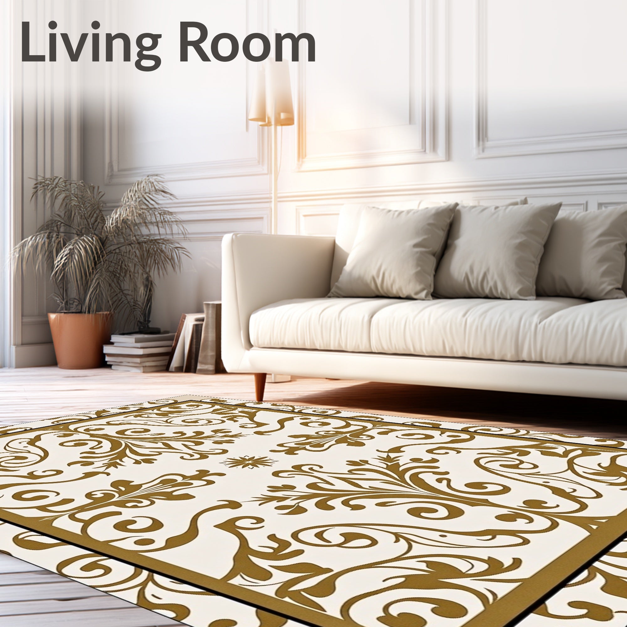 Classic Scrollwork Damask Pattern Rug