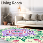 Pastel Floral Mandala Pattern Rug