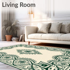 Intricate Floral Scrollwork Cream Rug