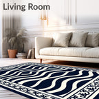 Naval Wave Pattern Border Rug
