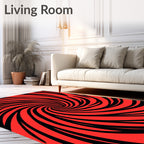 Red Black Swirl Illusion Rug
