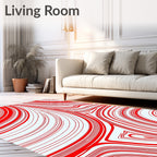 Red White Swirling Contour Pattern Rug