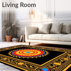 Bold Sunburst With Ornate Border Rug
