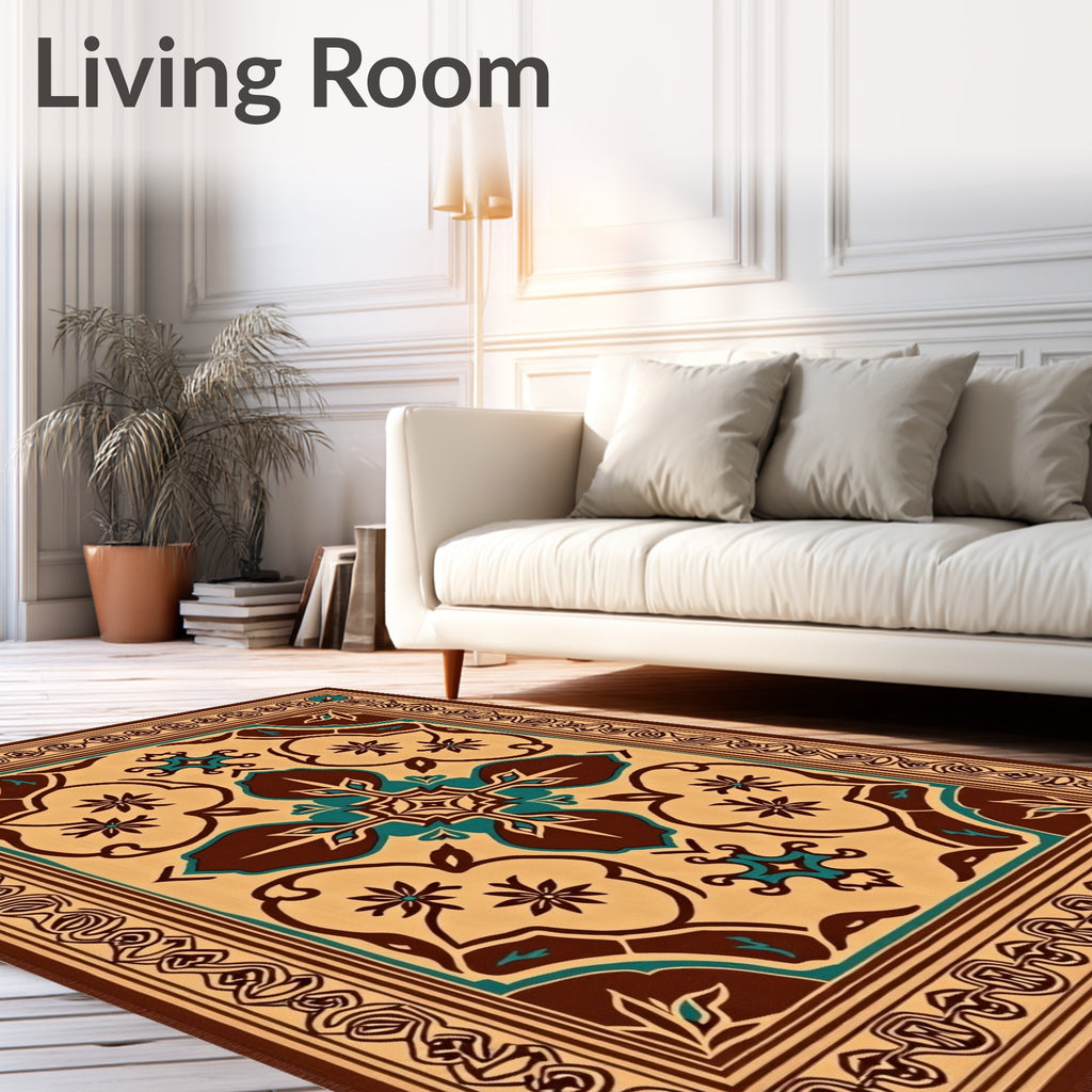 Ornate Floral Patterned Medallion Rug