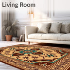 Ornate Floral Patterned Medallion Rug
