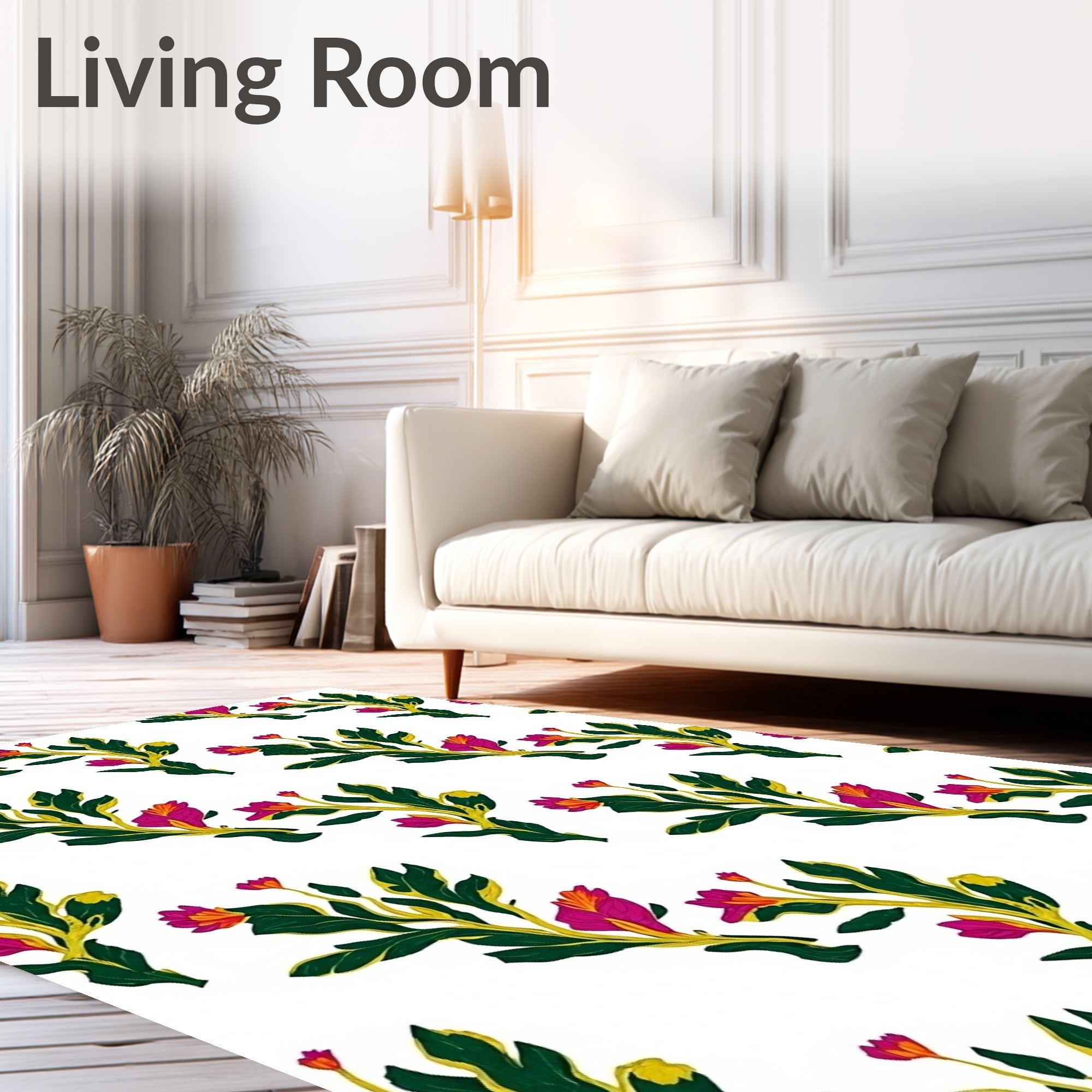 Vibrant Floral Branch Pattern Design Rug