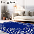 Elegant White Floral Border Rug