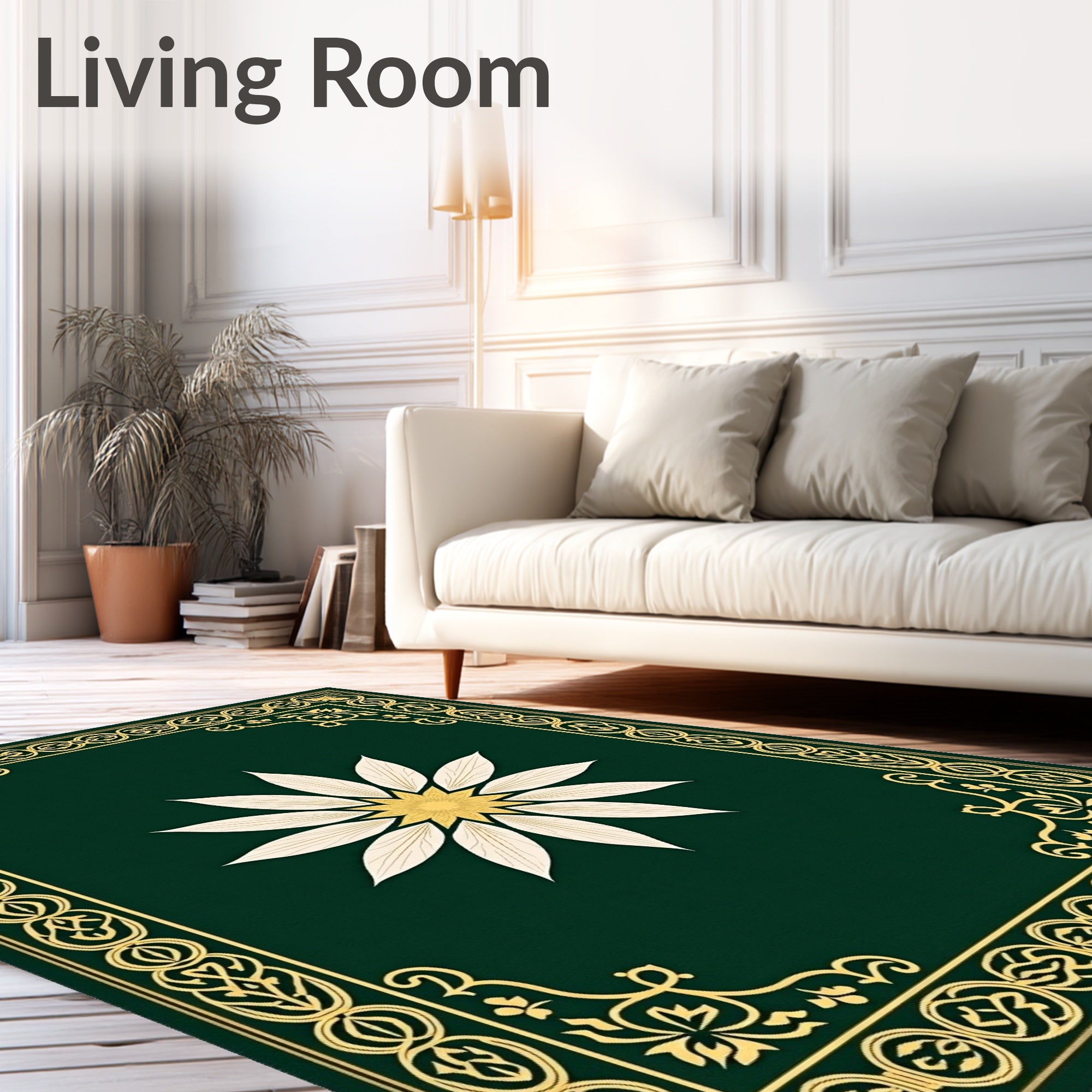 Elegant Floral Medallion Border Rug