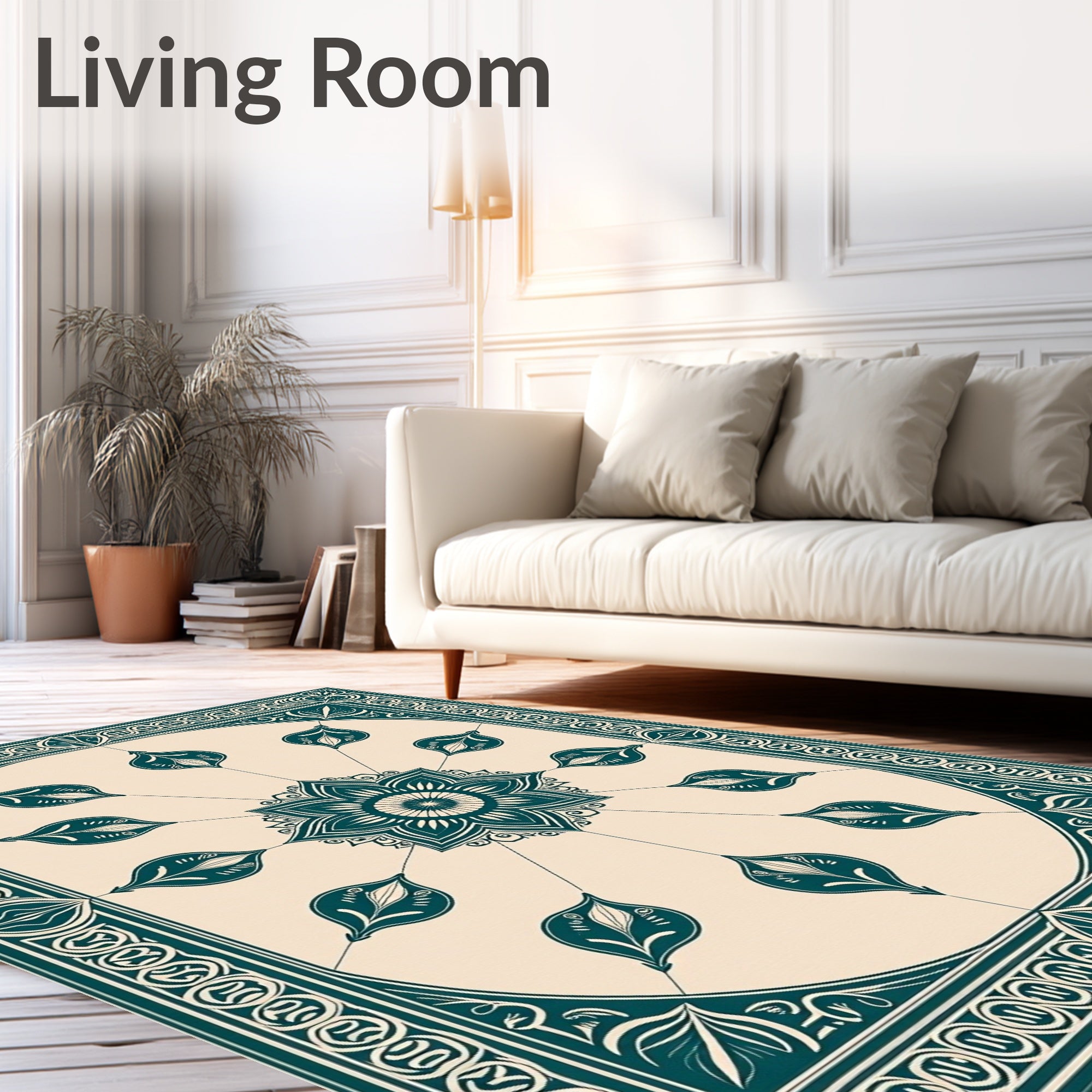Floral Medallion With Intricate Border Design Rug