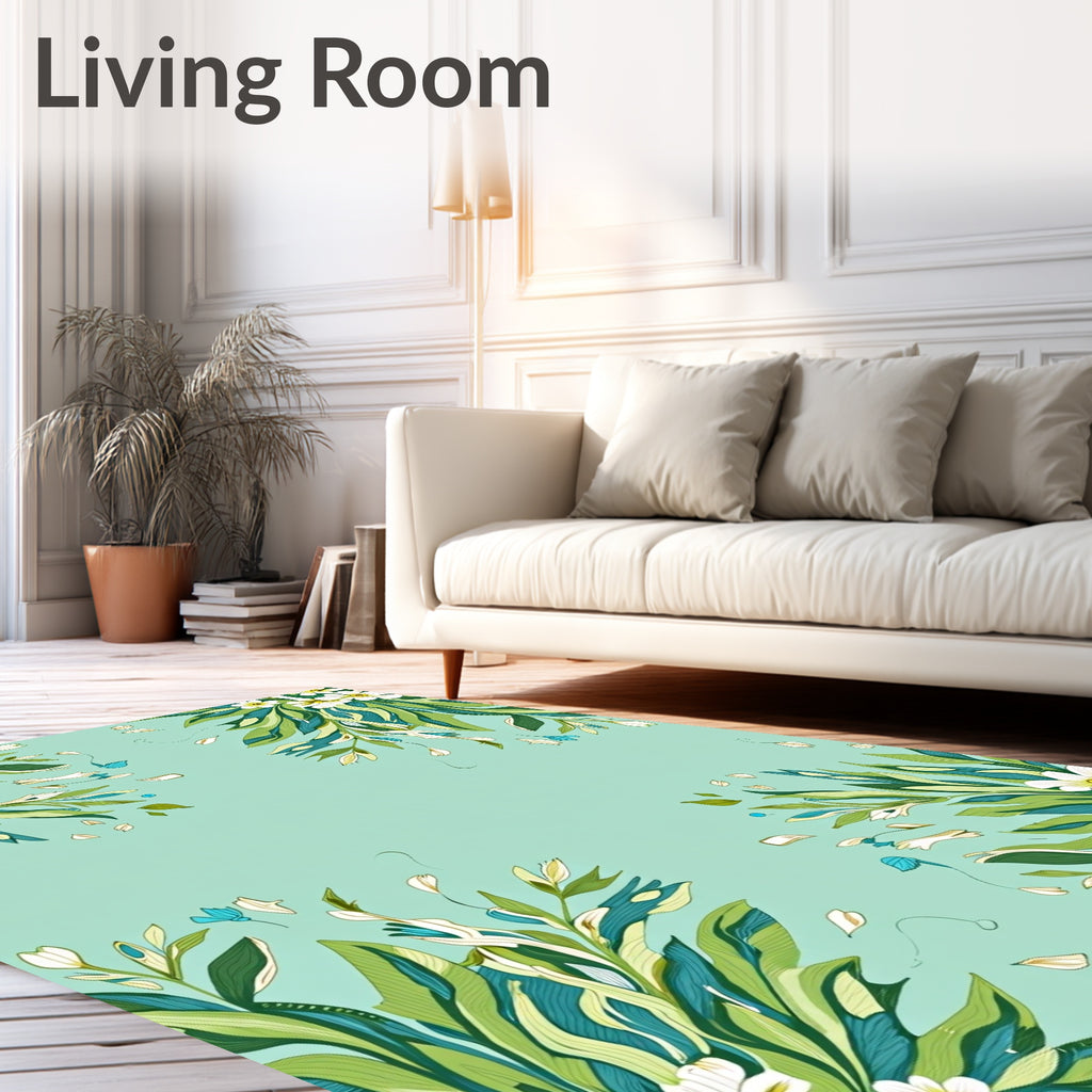 Whimsical Floral Leaf Pattern Rug