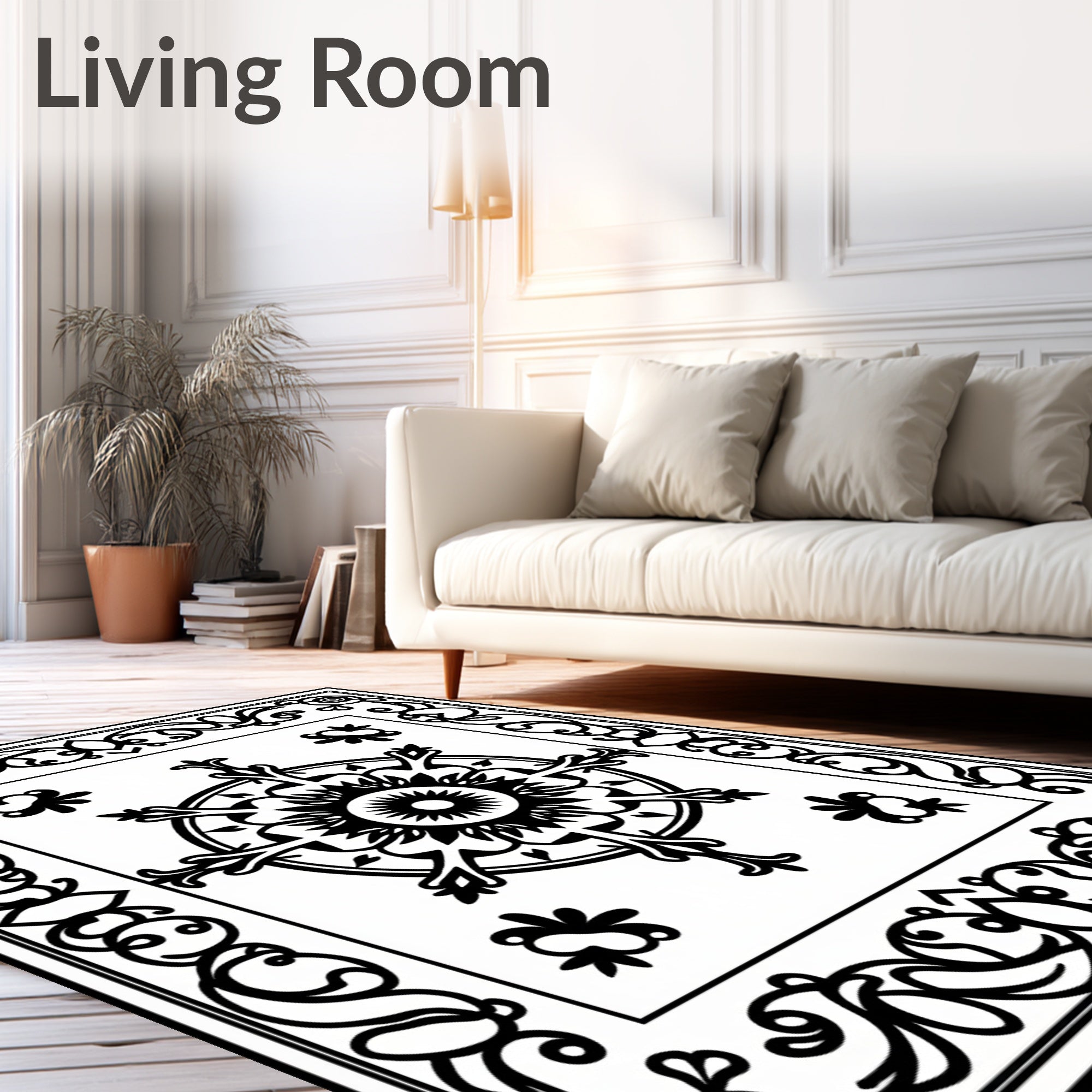 Ornate Mandala Floral Scrollwork Rug