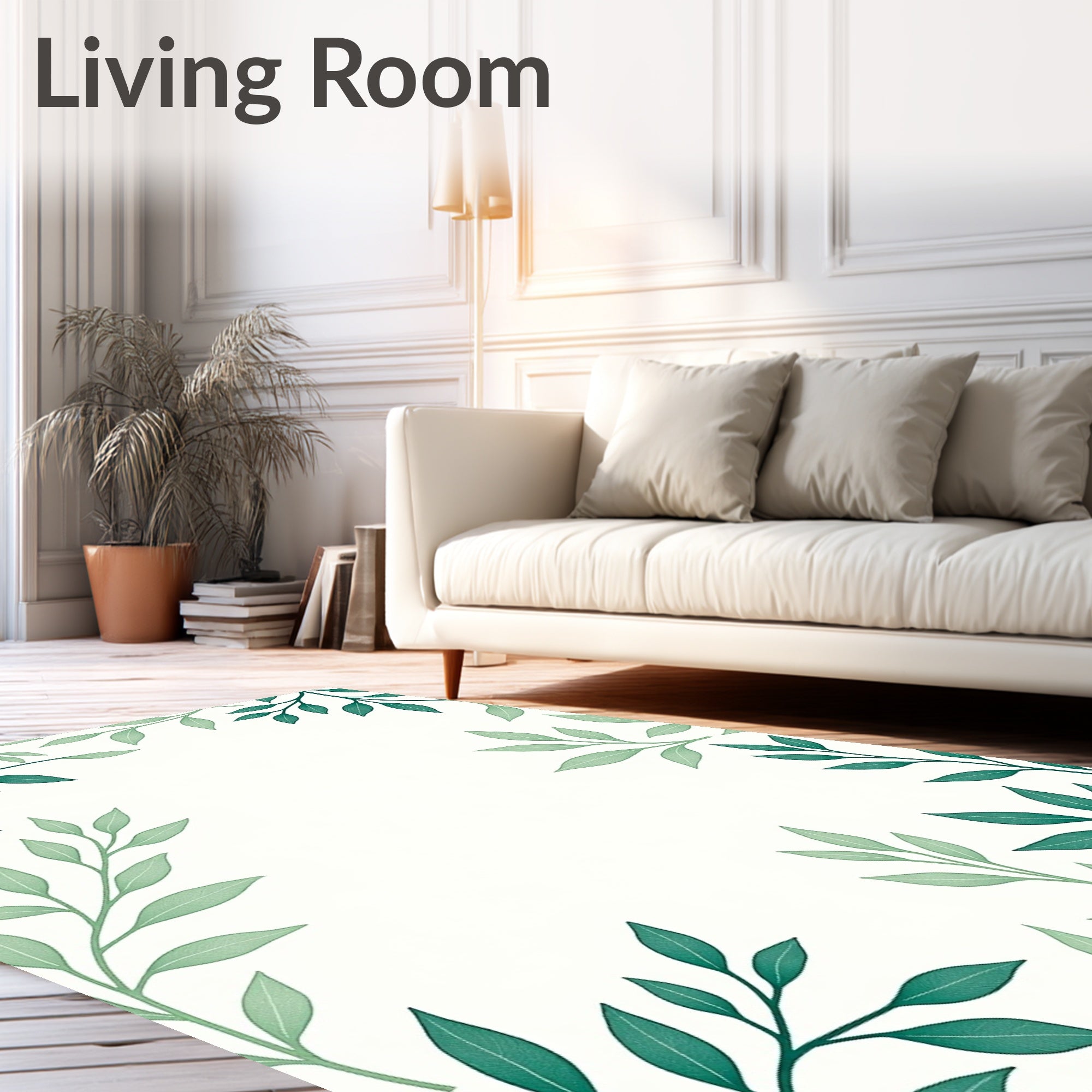 Fresh Leaf Pattern Border Design Rug