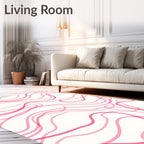 Abstract Pink Wavy Lines Pattern Rug