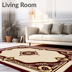 Regal Gold and Burgundy Floral Patterned Rug