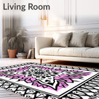 Graphic Pink Mandala Inspired Pattern Rug