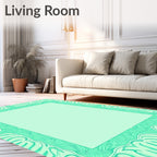 Mint Green Ornate Border Design Rug