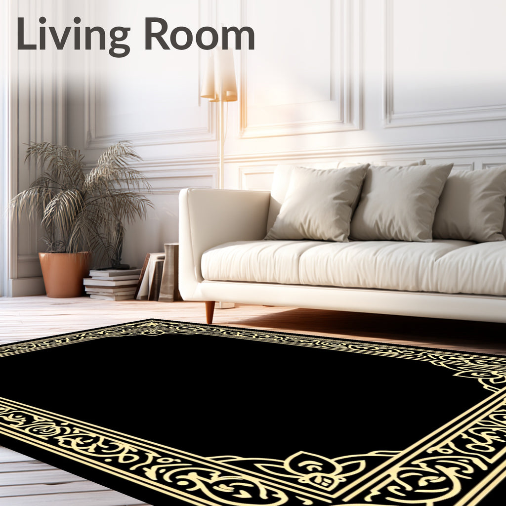 Ornate Floral Scrollwork Border Rug