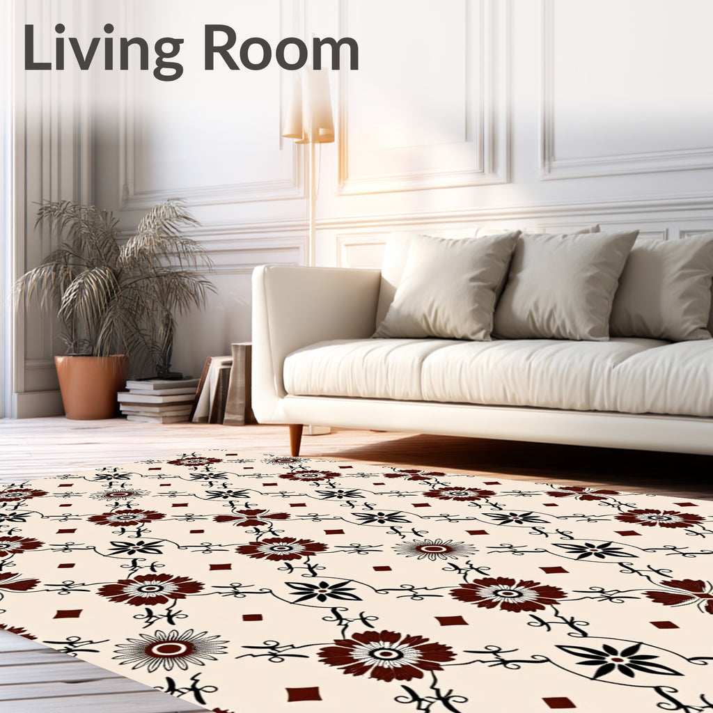 Brown Floral Lattice Pattern Rug