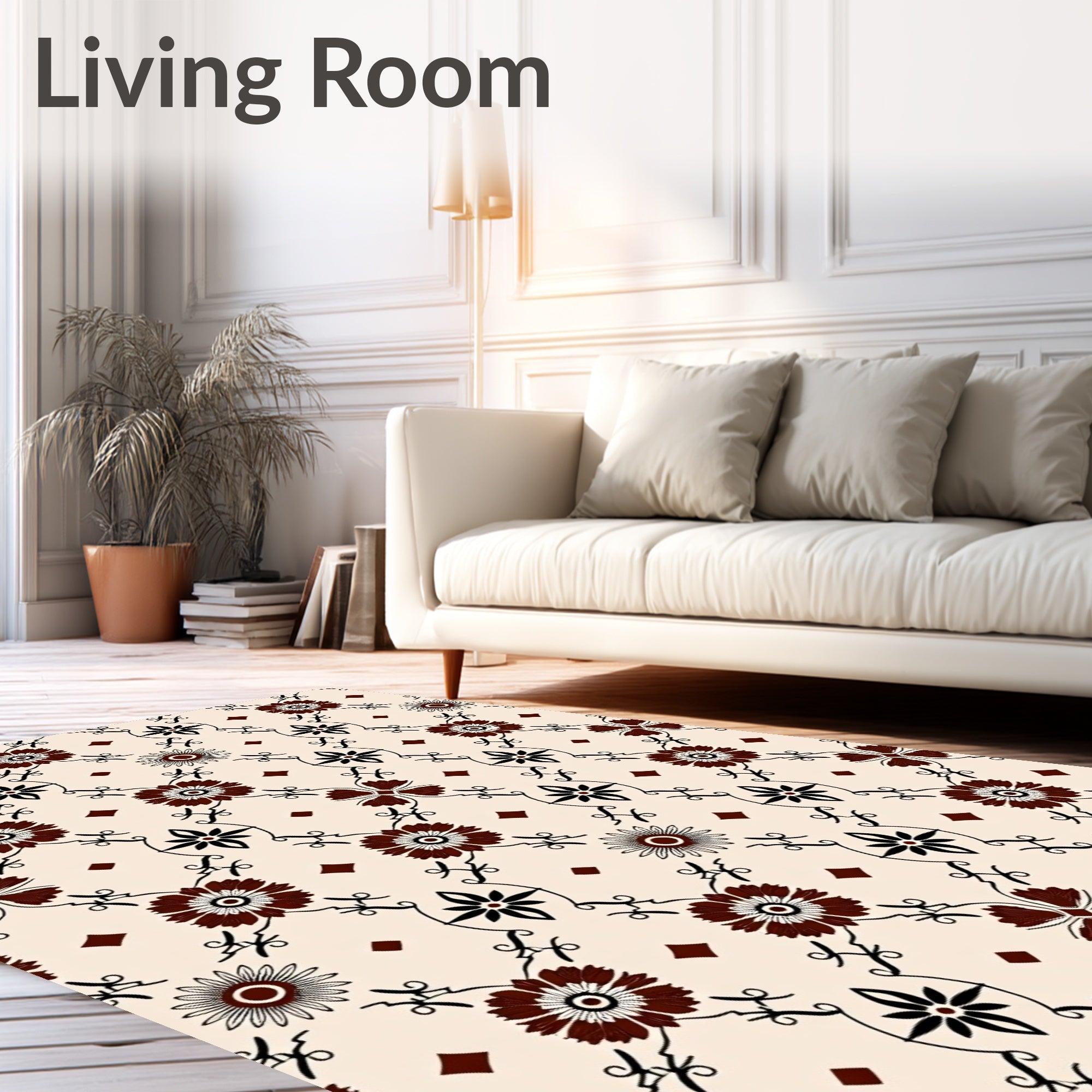 Brown Floral Lattice Pattern Rug